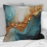 Gold Teal Ocean Spiral - Abstract Spirals Throw Pillow