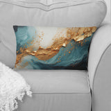 Gold Teal Ocean Spiral - Abstract Spirals Throw Pillow