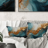 Gold Teal Ocean Spiral - Abstract Spirals Throw Pillow