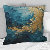 Gold Teal Ocean Spiral I - Abstract Spirals Throw Pillow