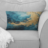 Gold Teal Ocean Spiral I - Abstract Spirals Throw Pillow