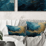 Gold Teal Ocean Spiral I - Abstract Spirals Throw Pillow