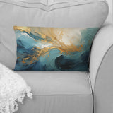 Gold Teal Ocean Spiral III - Abstract Spirals Throw Pillow