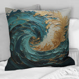 Gold Teal Ocean Spiral V - Abstract Spirals Throw Pillow