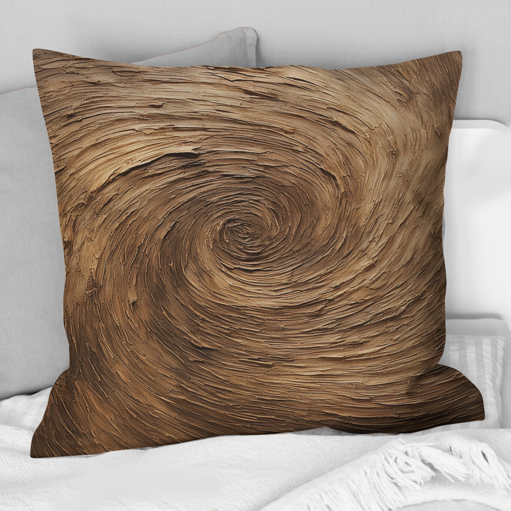 Brown Calm Current Spiral - Abstract Spirals Throw Pillow