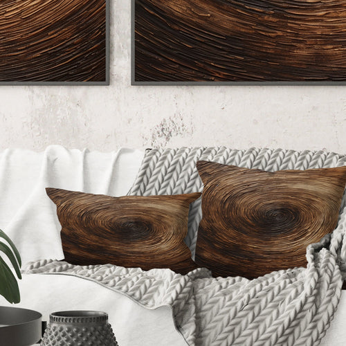 Brown Calm Current Spiral I - Abstract Spirals Throw Pillow