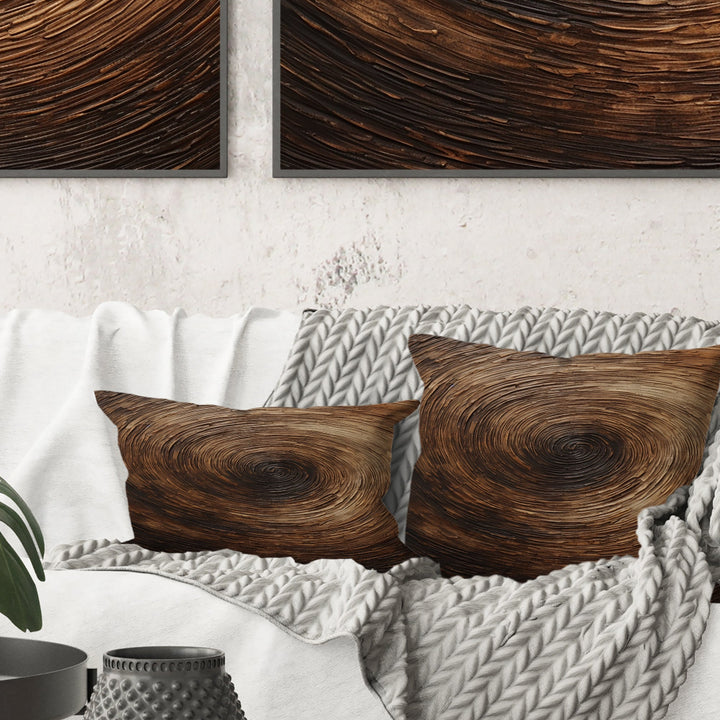 Brown Calm Current Spiral I - Abstract Spirals Throw Pillow