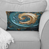 Teal Majestic Motion I - Abstract Spirals Throw Pillow