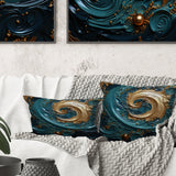 Teal Majestic Motion I - Abstract Spirals Throw Pillow