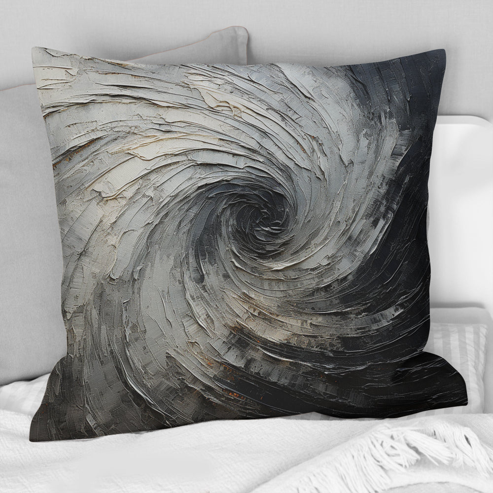 Grey Black Meditative Movement - Abstract Spirals Throw Pillow