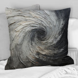 Grey Black Meditative Movement - Abstract Spirals Throw Pillow