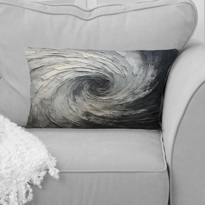 Grey Black Meditative Movement - Abstract Spirals Throw Pillow