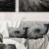 Grey Black Meditative Movement - Abstract Spirals Throw Pillow