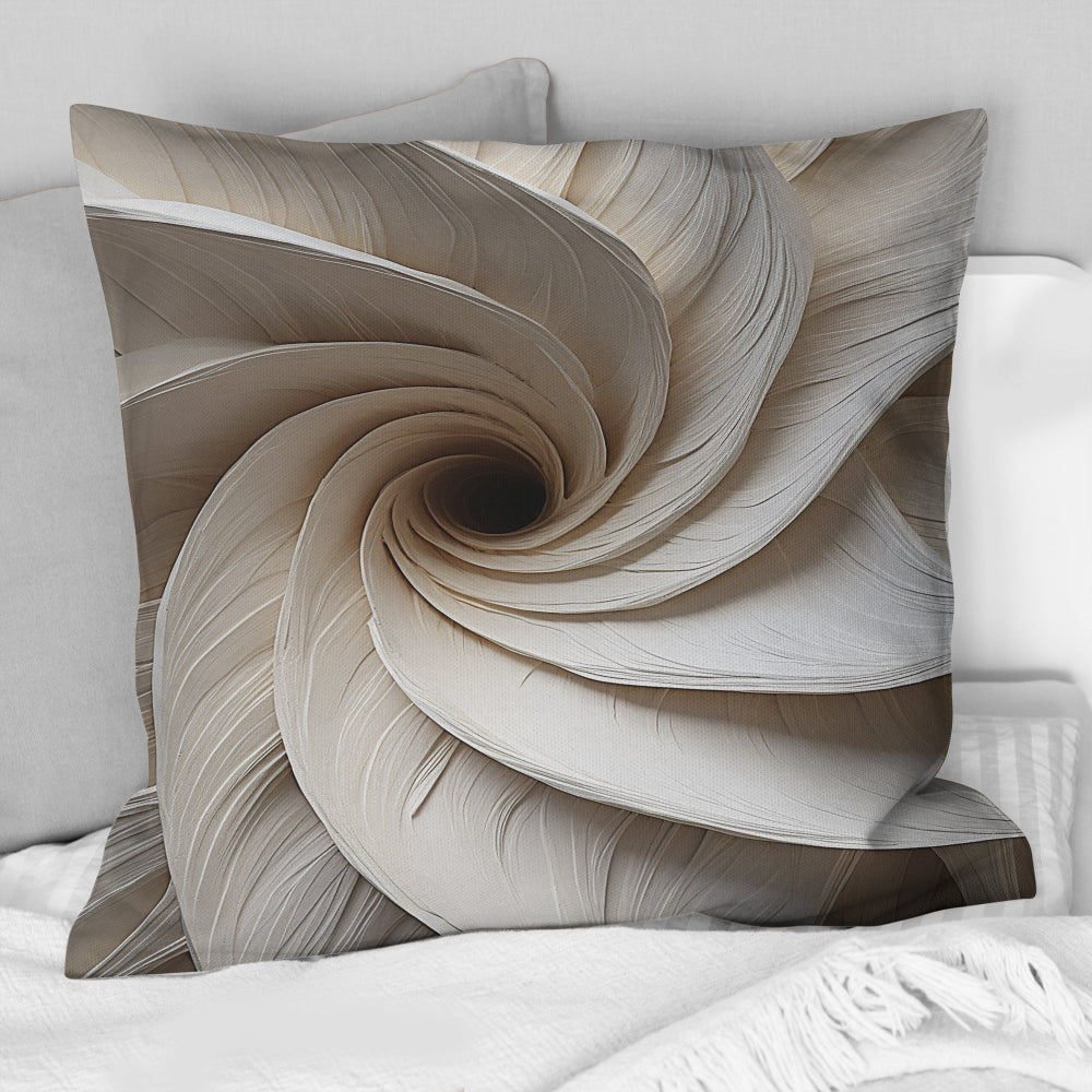 White Minimalism Spiral Poteries - Abstract Spirals Throw Pillow