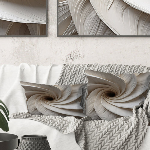 White Minimalism Spiral Poteries - Abstract Spirals Throw Pillow