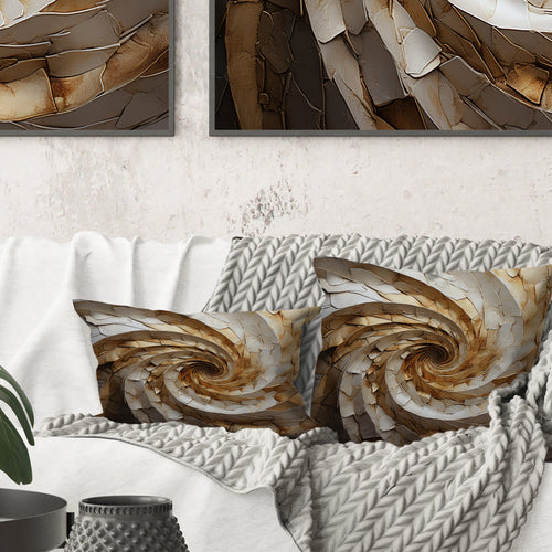 Beige Minimalism Spiral Poteries I - Abstract Spirals Throw Pillow