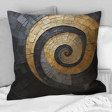 Gold Black Minimalism Spiral Poteries - Abstract Spirals Throw Pillow