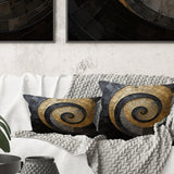 Gold Black Minimalism Spiral Poteries - Abstract Spirals Throw Pillow