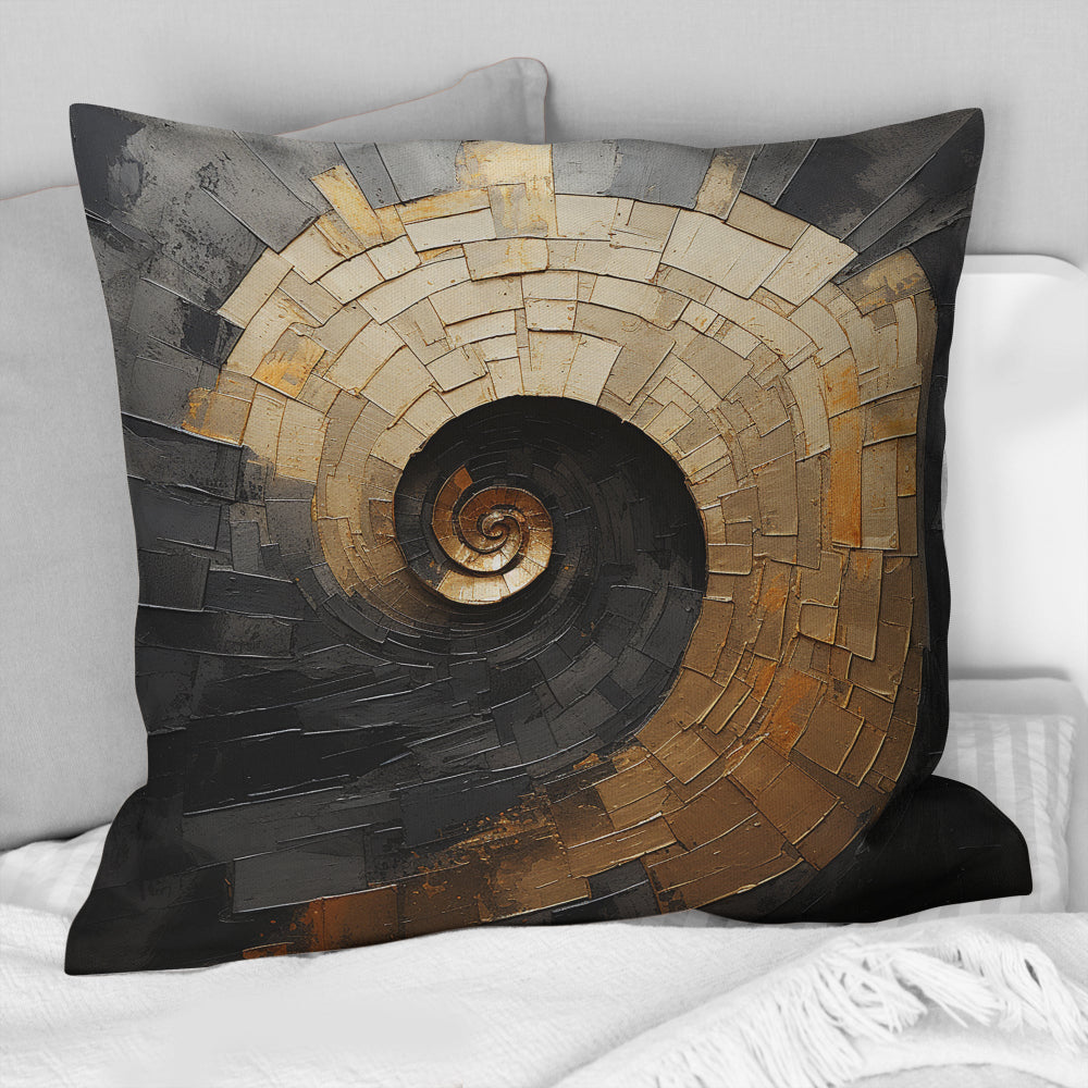 Gold Black Spiral Poteries - Abstract Spirals Throw Pillow