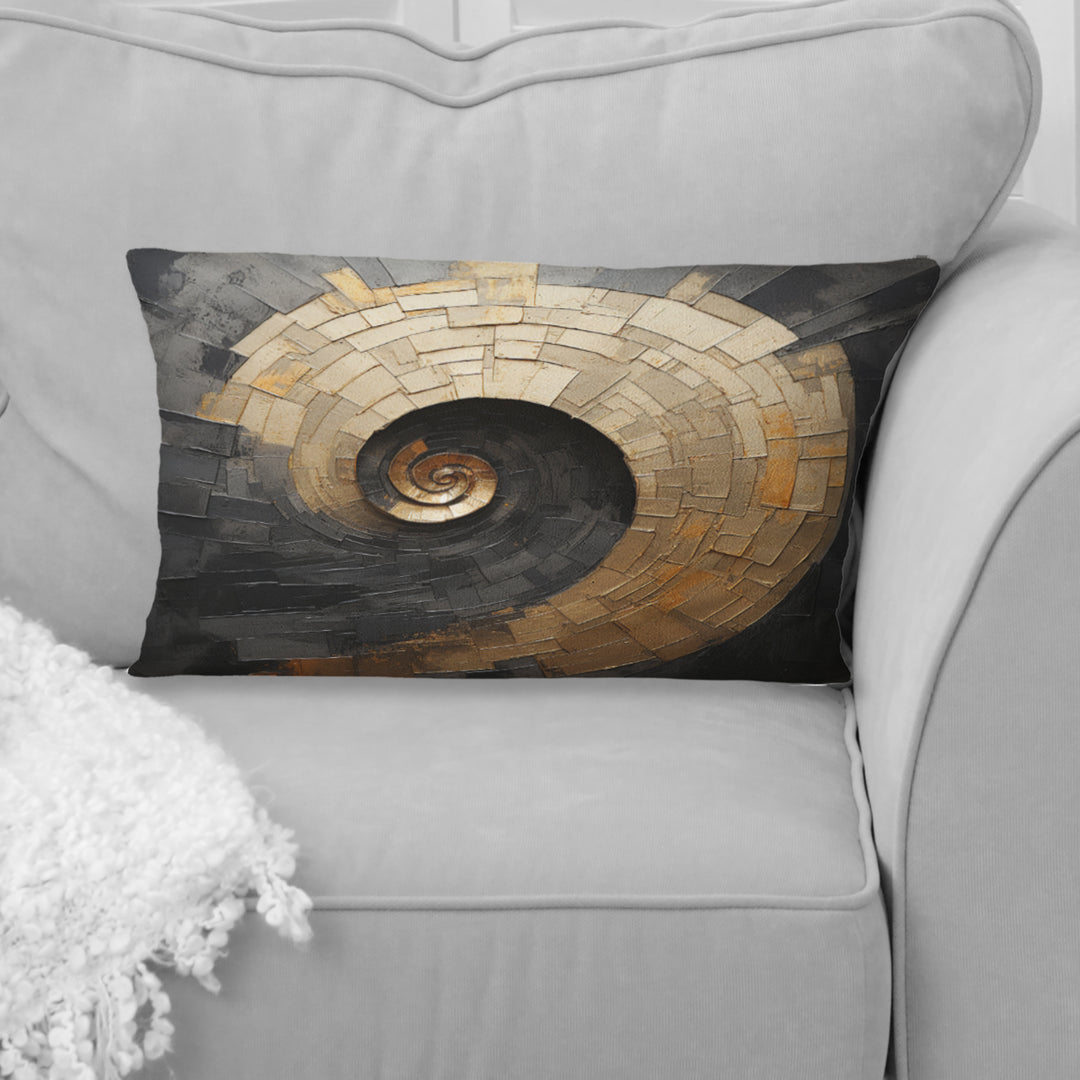 Gold Black Spiral Poteries - Abstract Spirals Throw Pillow