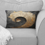 Gold Black Spiral Poteries - Abstract Spirals Throw Pillow