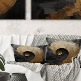 Gold Black Spiral Poteries - Abstract Spirals Throw Pillow