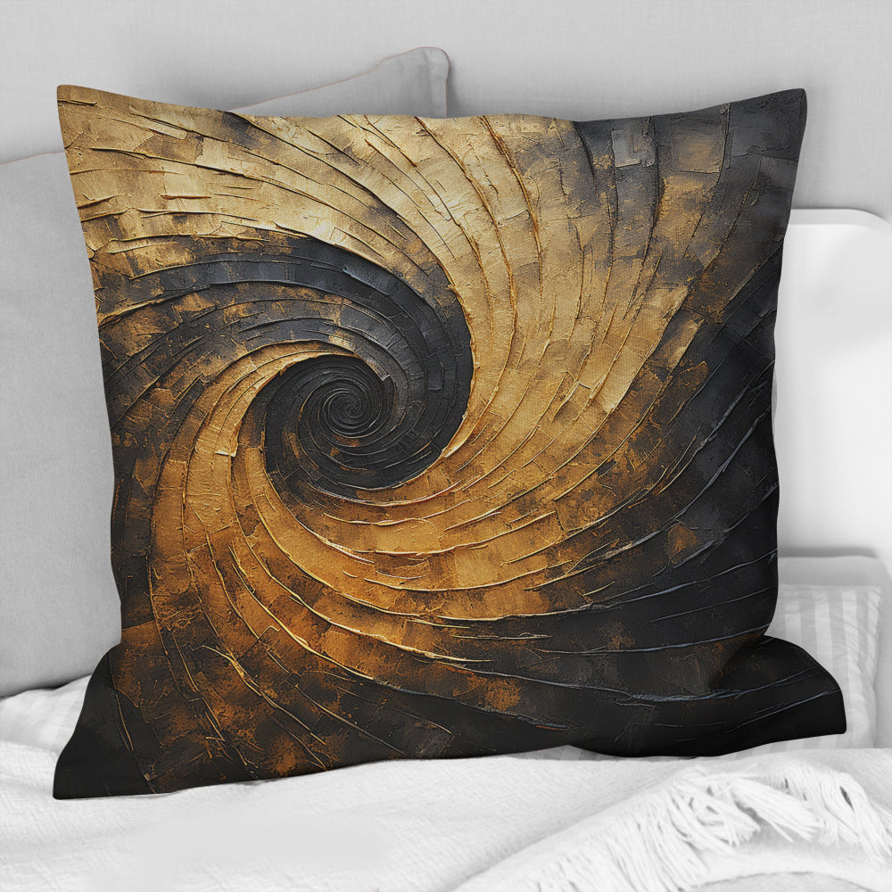 Gold Black Spiral Poteries I - Abstract Spirals Throw Pillow