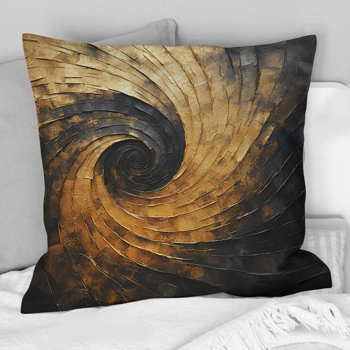 Gold Black Spiral Poteries I - Abstract Spirals Throw Pillow