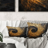 Gold Black Spiral Poteries I - Abstract Spirals Throw Pillow