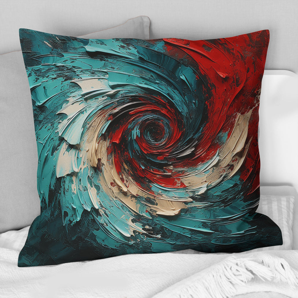 Red Blue Majestic Motion Spiral II - Abstract Spirals Throw Pillow