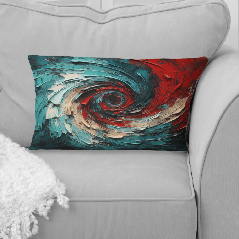 Red Blue Majestic Motion Spiral II - Abstract Spirals Throw Pillow
