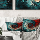 Red Blue Majestic Motion Spiral II - Abstract Spirals Throw Pillow