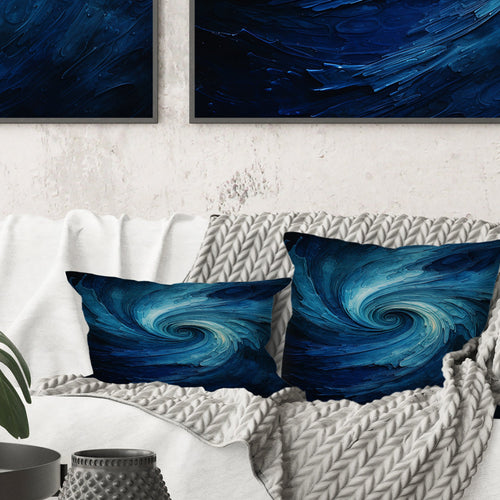 Blue Swirl Wave Spiral I - Abstract Spirals Throw Pillow