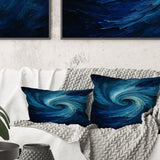 Blue Swirl Wave Spiral I - Abstract Spirals Throw Pillow