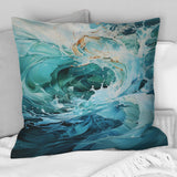 Aqua Blue And White Serenity Swirl - Abstract Spirals Throw Pillow