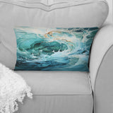 Aqua Blue And White Serenity Swirl - Abstract Spirals Throw Pillow