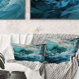 Aqua Blue And White Serenity Swirl - Abstract Spirals Throw Pillow