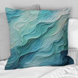 Aqua Blue And White Serenity Swirl I - Abstract Spirals Throw Pillow