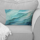 Aqua Blue And White Serenity Swirl I - Abstract Spirals Throw Pillow