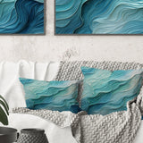 Aqua Blue And White Serenity Swirl I - Abstract Spirals Throw Pillow