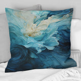Aqua Blue And White Serenity Swirl III - Abstract Spirals Throw Pillow