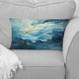 Aqua Blue And White Serenity Swirl III - Abstract Spirals Throw Pillow