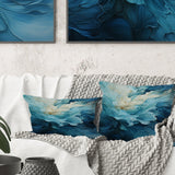 Aqua Blue And White Serenity Swirl III - Abstract Spirals Throw Pillow