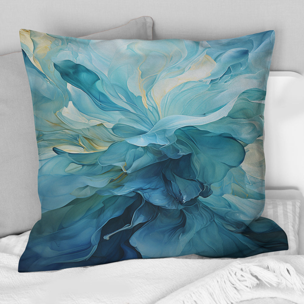 Aqua Blue And White Serenity Swirl IV - Abstract Spirals Throw Pillow