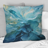 Aqua Blue And White Serenity Swirl IV - Abstract Spirals Throw Pillow