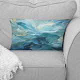 Aqua Blue And White Serenity Swirl IV - Abstract Spirals Throw Pillow