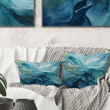 Aqua Blue And White Serenity Swirl IV - Abstract Spirals Throw Pillow