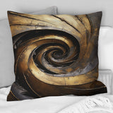 Gold Black Timeless Turn - Abstract Spirals Throw Pillow