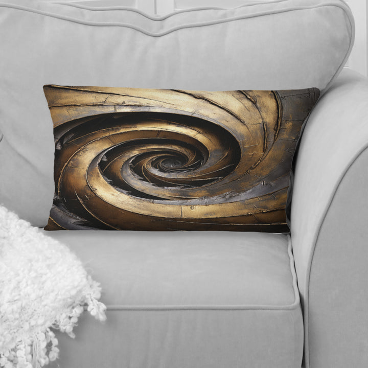 Gold Black Timeless Turn - Abstract Spirals Throw Pillow