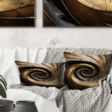 Gold Black Timeless Turn - Abstract Spirals Throw Pillow